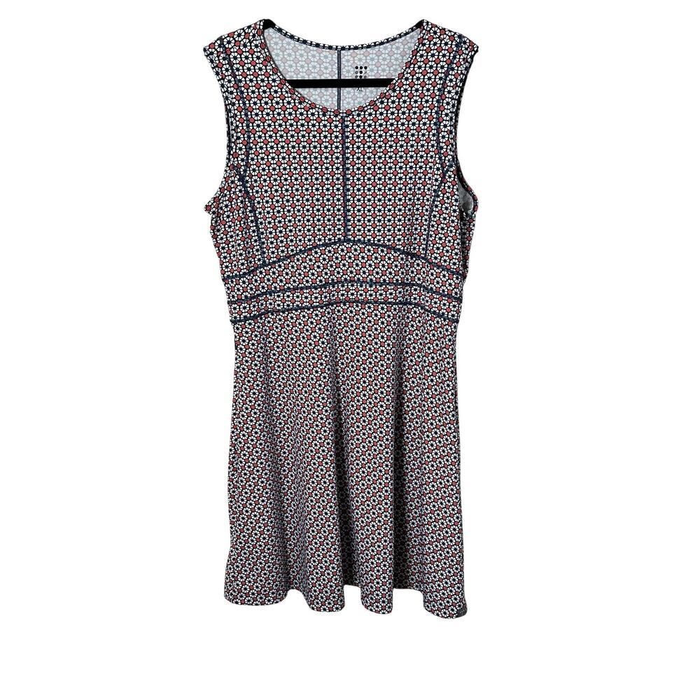 Title Nine Dream Mosaic Fit & Flare Dress XL Athletic Travel Buttah Fabric - Picture 2 of 14